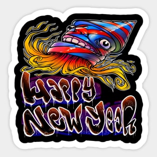 Happy New Year Graffiti Sticker